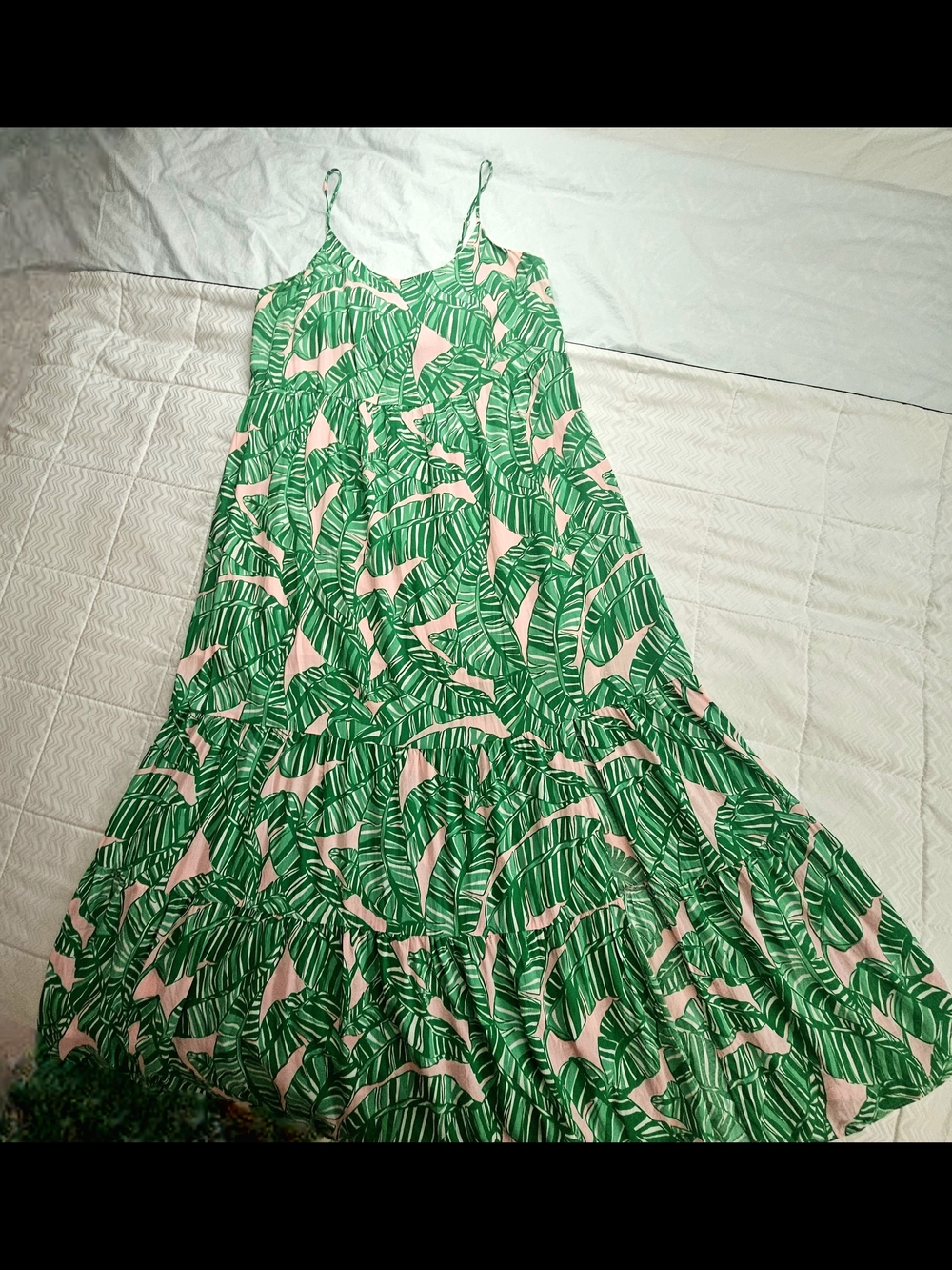 Lilly Pulitzer Green Tropical Leaf Maxi Dress with Pink Accents - Picture 2 of 9